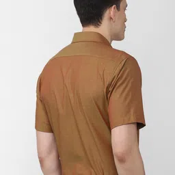 Van Heusen Men Brown Solid Formal Shirt image 2