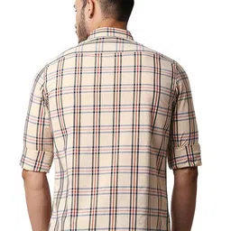 Basics Spread Collar Slim Fit Tartan Checks Opaque Checked Casual Shirt image 4
