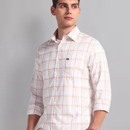 AD By Arvind Men Slim Fit Windowpane Checks Opaque Checked Casual Shirt image 3