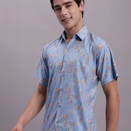 JAINISH Classic Regular Fit Floral Printed Spread Collar Short Sleeve Casual Shirt image 5