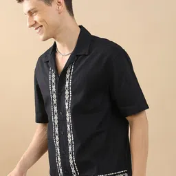 HIGHLANDER Embroidered Drop-Shoulder Sleeves Oversized Casual Shirt image 3