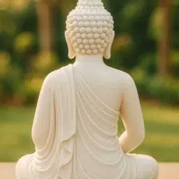 vrd White Buddha Idol for Home Decor | Peaceful Gautam Buddha Statue for Meditation Decorative Showpiece - 13 cm image 4