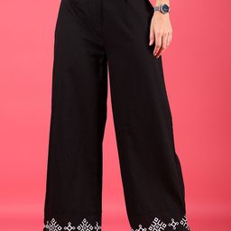 v-mart Women Regular Fit Black Cotton Blend Trousers-picture-14