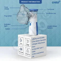CRETO JSLW-302 Mesh Nebulizer Rechargeable for Kids/Adults (Built-in Battery) Nebulizer image 3