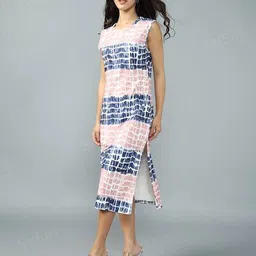 Shein Casual Midi Length Sleeveless Abstract Print Split Dress image 4