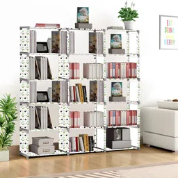 mezire Compact 18-Tier Book Organizer/Shoe/Chappal/Book/Clothes Rack with Plastic Joint Metal Open Book Shelf image 1