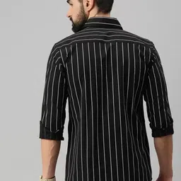 rodeiz Men Slim Fit Striped Spread Collar Casual Shirt image 2