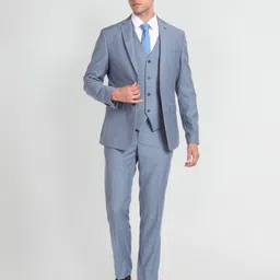 arrow Men Solid Wool Three Piece Suit Solid Suit image 2