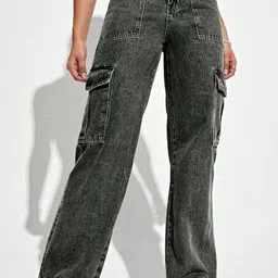 nucouths the style you love Women Loose Fit High Rise Grey Jeans image 1