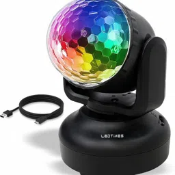 led times Portable LED Disco Ball with 360° Rotation and Flash Effect Single Disco Ball image 1