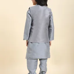 Pro-Ethic STYLE DEVELOPER Boys Pure Silk Straight Kurta & Churidar With Nehru Jacket image 2