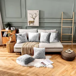 pickkart Set of 6 Small Size 12x12 Inches Pillows for Sofa, Grey Cushion Pillow Microfibre Solid Cushion Pack of 6-picture-12