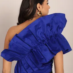 KAORI BY SHREYA AGARWAL One Shoulder Gathered Top image 4