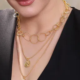 tokyo talkies x rubans fashion accessories Tokyo Talkies X Rubans Gold Plated Handcrafted Interlinked Layered Chain Necklace-picture-35