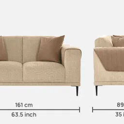 casacraft from pepperfry Franklin Fabric 2 Seater Sofa in Cream Colour image 2