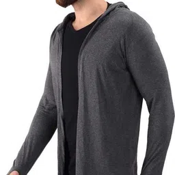 glampanda Men Kimono Style Full Sleeve Grey Shrug image 3
