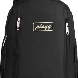 playybags Small 15 L Backpack Elegant Black Backpack with Gold Zippers – 15 inch Laptop & Travel Bag image 1