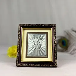benares souvenirs 999 Silver Hanuman Ji Divine God Photo Frame for Home & Car Dashboard Decorative Showpiece-15 cm image 2