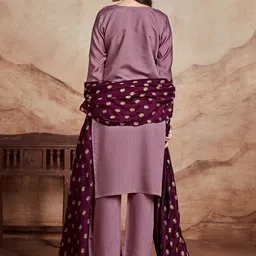 KALINI Ethnic Motifs Embroidered Chanderi Silk Straight Kurta With Palazzos & Dupatta image 5