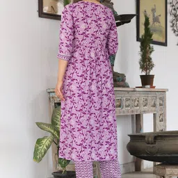 SINGNI Floral Printed Empire Sequinned Anarkali Kurta With Trousers & Dupatta image 4