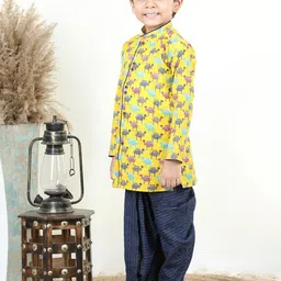 here&now x kinder kids Kinder Kids Boys Conversational Printed Pure Cotton Kurta with Dhoti Pants image 4