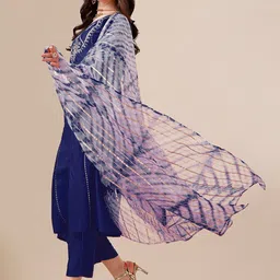 KALINI Ethnic Motifs Yoke Design Thread Work Detail A-Line Kurta & Trouser With Dupatta image 4