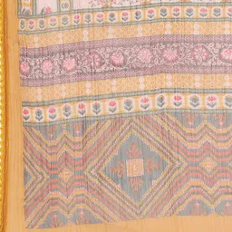 Biba Women Yellow Floral Printed Kurta with Trousers & With Dupatta image 4