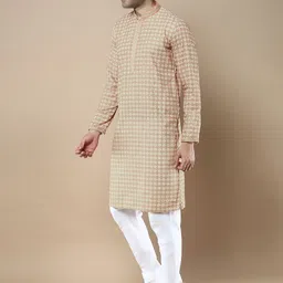 Anouk Men Floral Embroidered Regular Chikankari Kurta with Pyjamas image 5