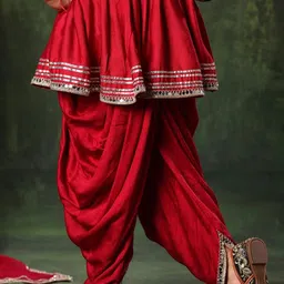 BAESD Girls Mirror Work Peplum Kurta With Dhoti Pants & Dupatta image 4