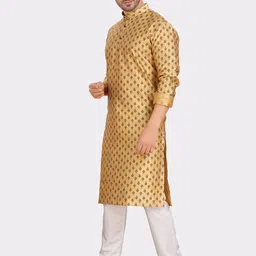 SHIWAM ETHNIX Floral Printed Mandarin Collar Kurta with Pyjamas image 4