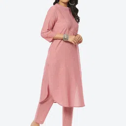 Biba Women Self Design Kurta with Trousers image 4