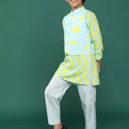 TALES & STORIES Boys Geometric Printed Straight Kurta & Pyjamas & Waistcoat image 4