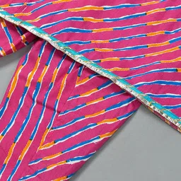 Rangpur Girls Leheriya Printed Gotta Patti Pure Cotton Kurta with Dhoti Pants image 4