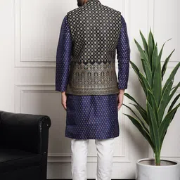 SOJANYA Ethnic Printed Mandarin Collar Straight Kurta With Churidar & Jacket image 4