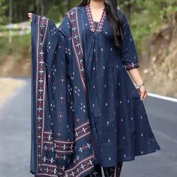 KALINI Floral Embroidered Regular Mirror Work Kurta with Palazzos & Dupatta image 4