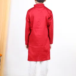 here&now x kinder kids Kinder Kids Boys Red Pure Cotton Kurta with Pyjamas image 4