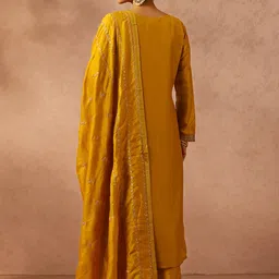 Libas Yellow Ethnic Motifs Embroidered Sequined Kurta with Trousers & With Dupatta image 4