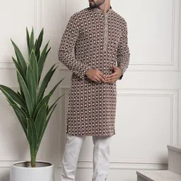SOJANYA Embroidered Regular Pure Cotton Kurta With Churidar image 3
