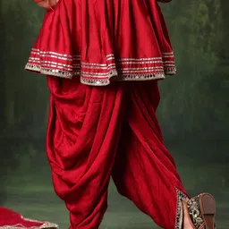 BAESD Girls Regular Mirror Work Kurta with Dhoti Pants & With Dupatta image 4