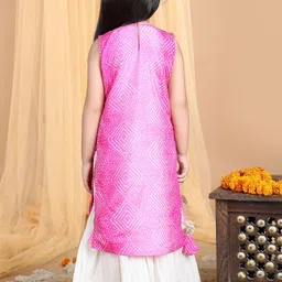 here&now x kinder kids Kinder Kids Bandhani Printed Regular Pure Cotton Kurti with Sharara image 3