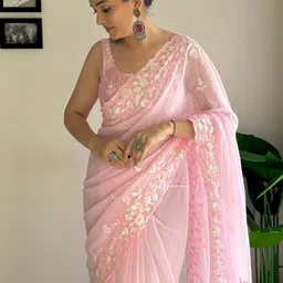 Mitera Embellished Sequinned Poly Georgette Saree image 4