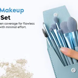 sarbeau 8 Pcs Brush Set With Pouch, Makeup Brushes Premium_C_100 image 5