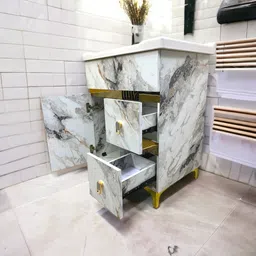 bobbyexport Gold premium 24 inch freestanding Vanity with washbasin premium design three draws Table Top Basin image 4