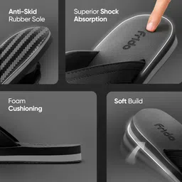 frido Cloud Comfort Slippers Orthopedic Soft Chappal Charcoal Black (12 UK) Men Flip Flops image 3