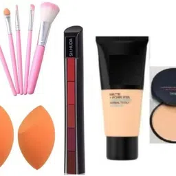MAKEUP COMBO WITH FOUNDATION COMPACT STICK 5IN1 LIPSTICK 2PC 36H 5PC BRUSH 2PUFF-image-12
