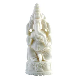 aapno rajasthan Dvija Ganapati Statue In White Rajastani Marble image 2