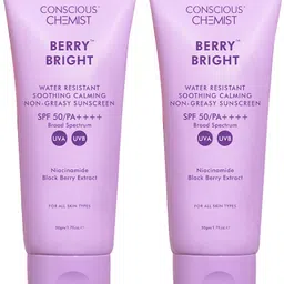 conscious chemist Sunscreen - SPF 50 PA++++ Niacinamide Sunscreen SPF 50 PA++++ | Blueberry, Water-Resistant, No White Cast-picture-22