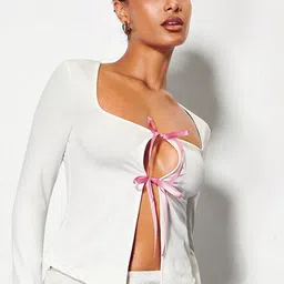 StyleCast x Revolte White Square Neck Long Sleeves Top image 3