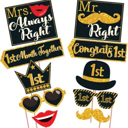 wobbox 1st anniversary party props, 1st Wedding anniversary decoration items(FP157) Photo Booth Board image 2