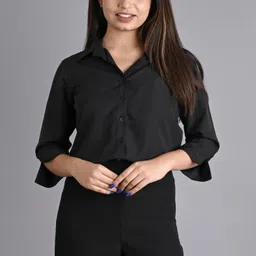 rahul traders Women Regular Fit Solid Spread Collar Casual Shirt image 3